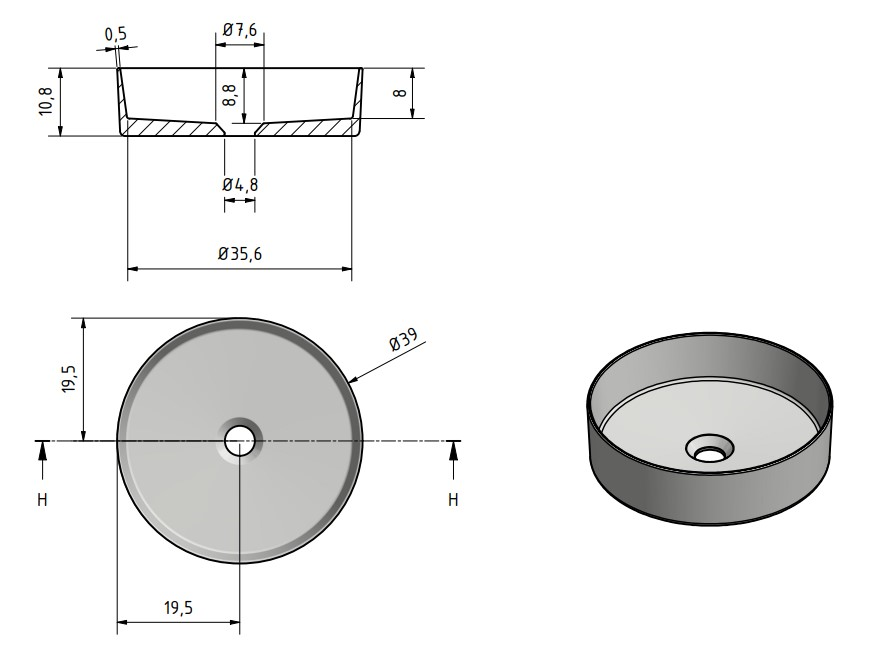 Waskom Tess 39x39x10,8 cm - greige