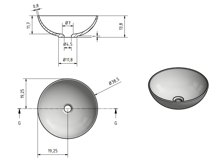 Waskom Sanne 38,5x38,5x13,8 cm - moka EXT