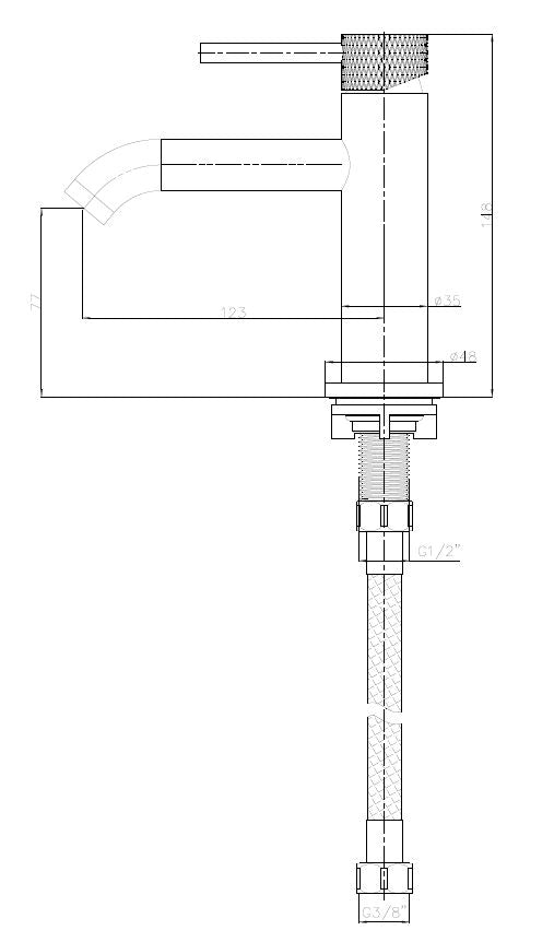 Ribbd fonteinkraan 1/2" mat zwart