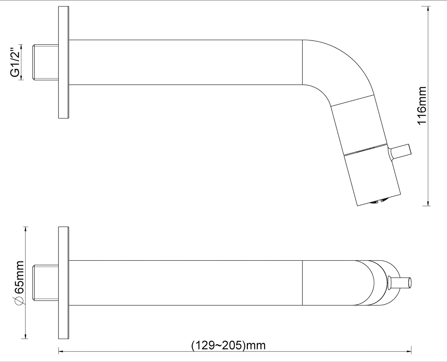 Sophia fonteinkraan inkortbaar met muurbevestiging 1/2" gunmetal