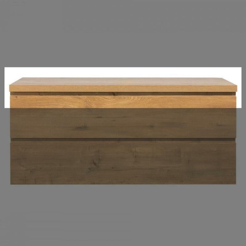 Badkamermeubel Tieme in mat eiken 120x50x48cm met topblad