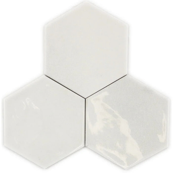 Hexagon Moon White glans 16x18