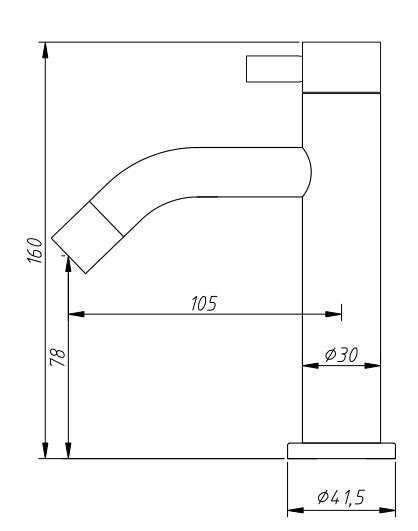 Fonteinkraan laag 16 cm RVS