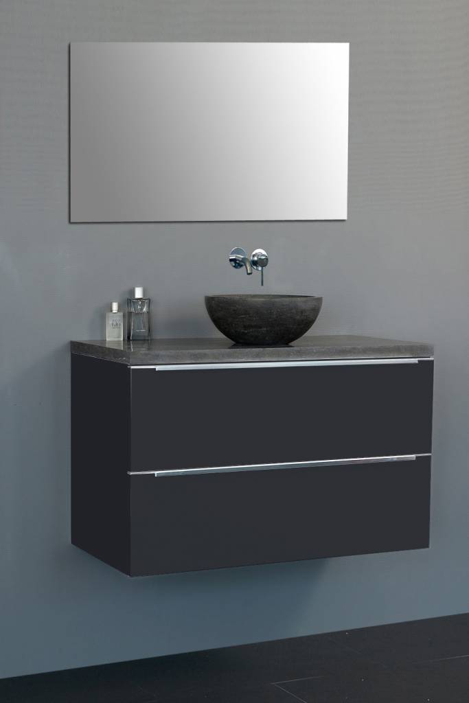 Badmeubel Senza Dynasty met ronde kom 80 Hoogglans Antraciet