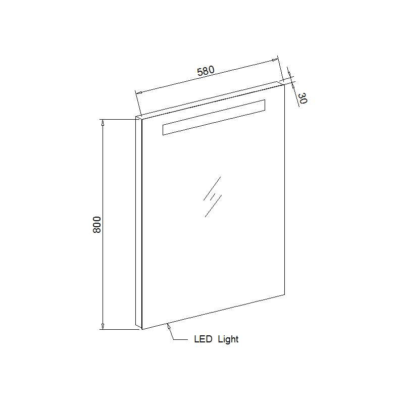 Aluminium spiegel met LED verlichting en onderverlichting 58