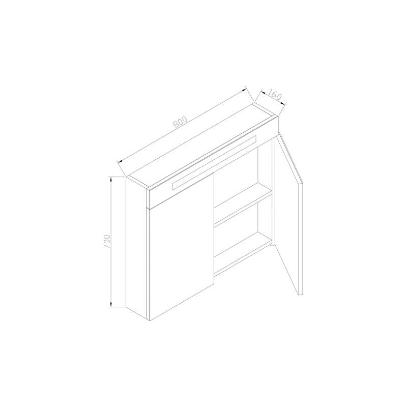 Spiegelkast 80 met LED verlichting Antraciet