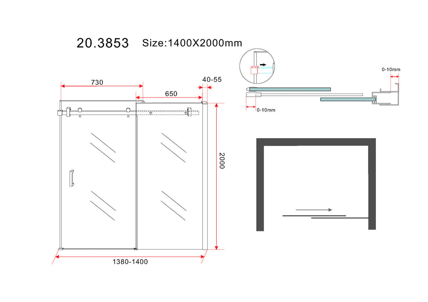 Wiesbaden Slide Douchedeur 140cm Chroom Schuifdeur 8mm Helder Glas nano-coating