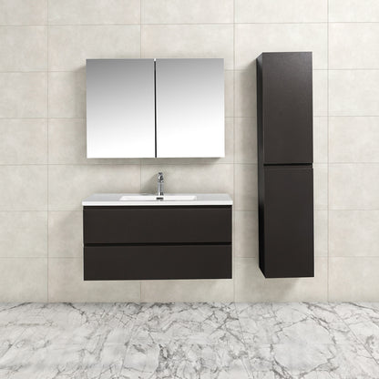 Badkamermeubel Tieme in mat grijs 100x50x48cm met witte wastafel