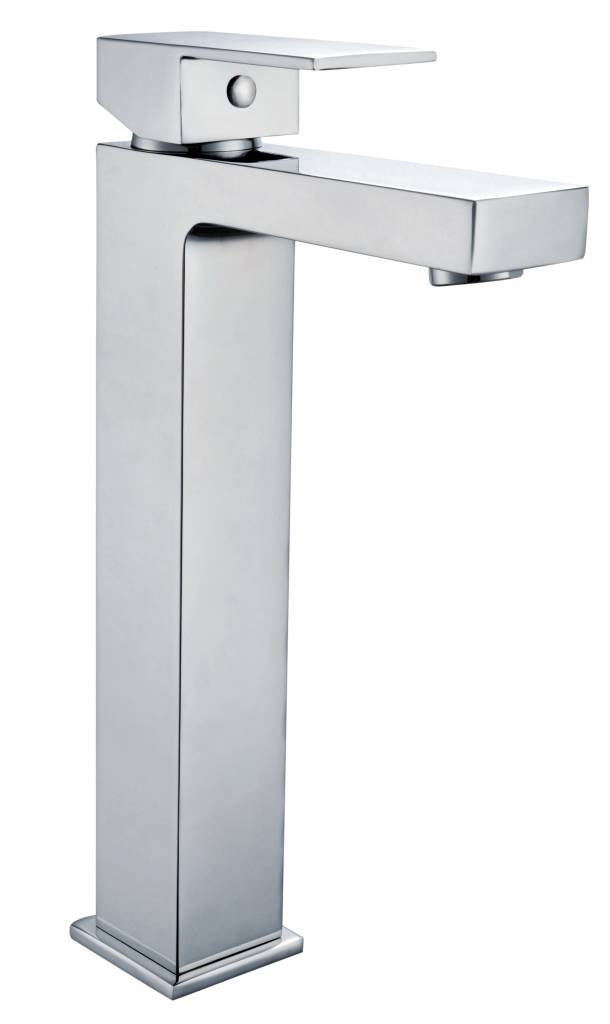 Hoge wastafelmengkraan Vierkant chroom