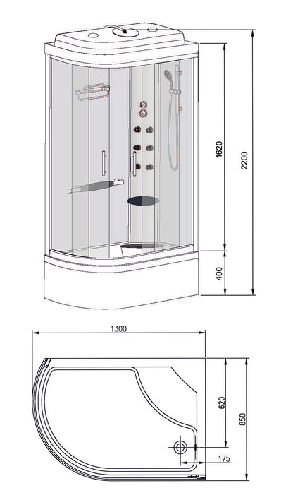 Premium complete douchecabine met bad 135 x 90 x 215 cm 5400319101484