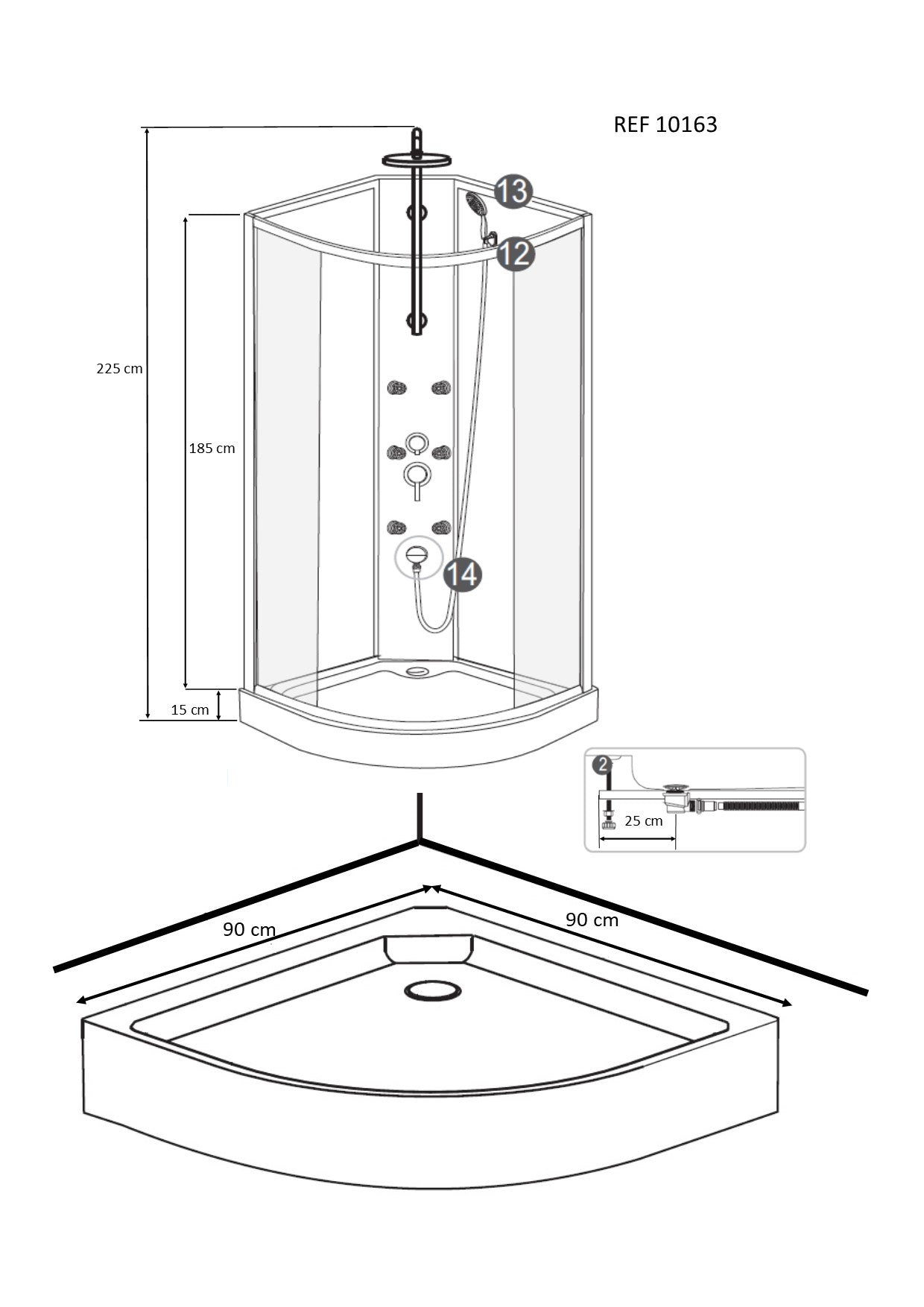 Jupiter complete douchecabine 90 x 90 cm 5 mm 5400319101637