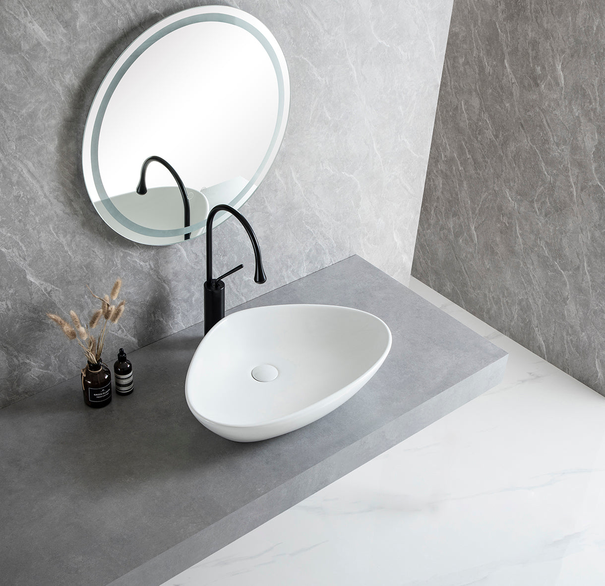 Elite waskom rond 58,5 x 39 x 14 cm keramiek glans wit