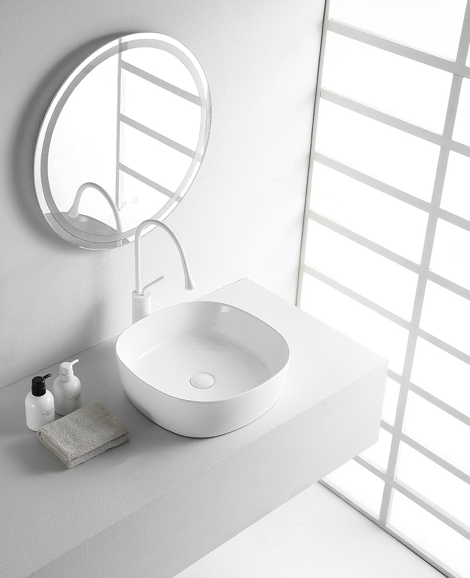 Sofia waskom rond 44 x 44 x 13,5 cm keramiek glans wit