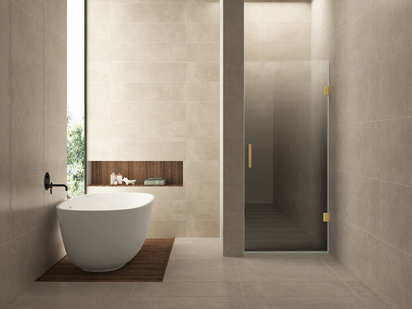 Less nisdeur rechts 800 x 2000 x 8 mm nano spiegelrook- naar helder glas/geborsteld messing