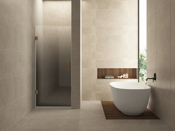 Less nisdeur links 700 x 2000 x 8 mm nano spiegelrook- naar helder glas/geborsteld brons koper