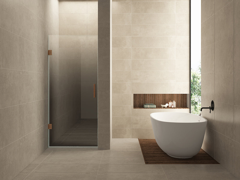 Less nisdeur links 800 x 2000 x 8 mm nano spiegelrook- naar helder glas/geborsteld brons koper