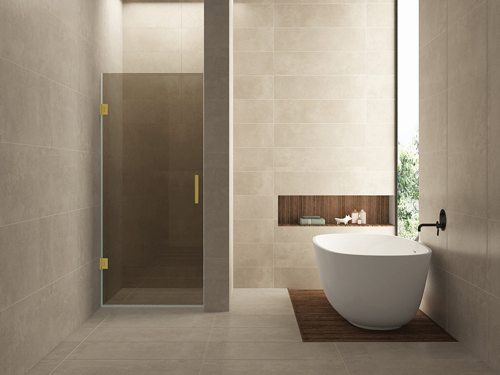 Less nisdeur 700 x 2000 x 8 mm nano vintage brons glas/geborsteld messing