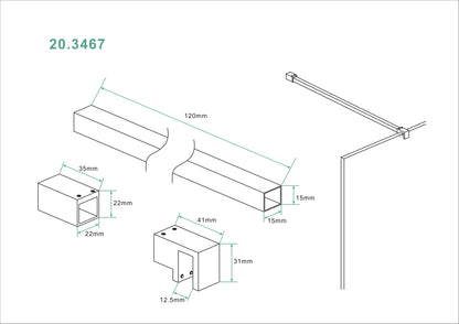 Wiesbaden Slim profielset+stabilisatiestang 120cm matzwart