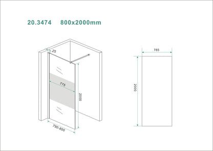 Wiesbaden Slim glasplaat gedeeltelijk matglas 80x200 cm - 8mm NANO glas
