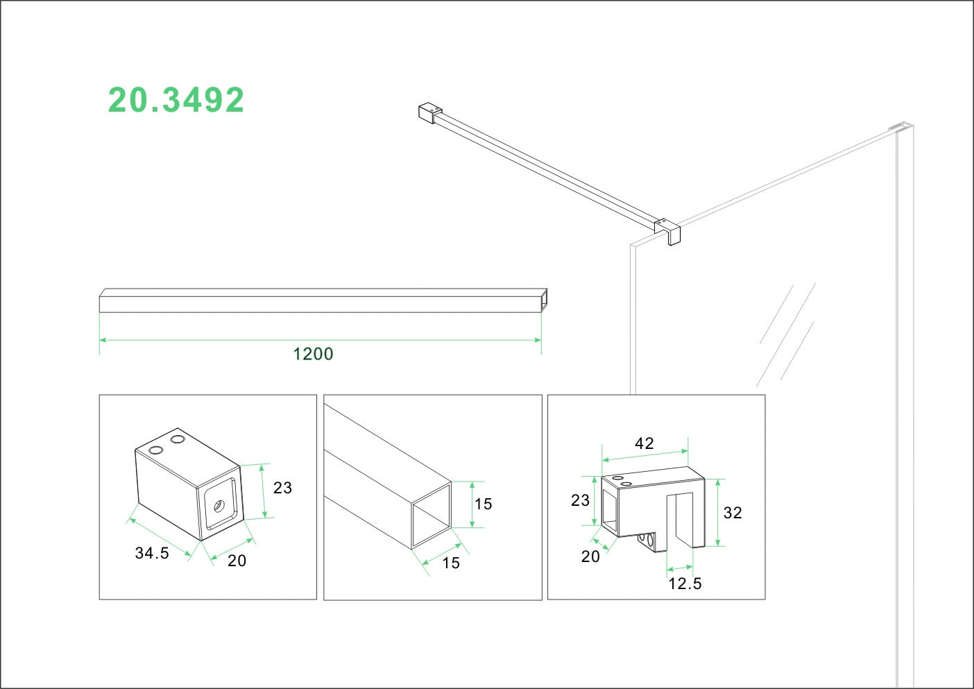 Wiesbaden Slim stabilisatiestang 120cm geborsteld staal
