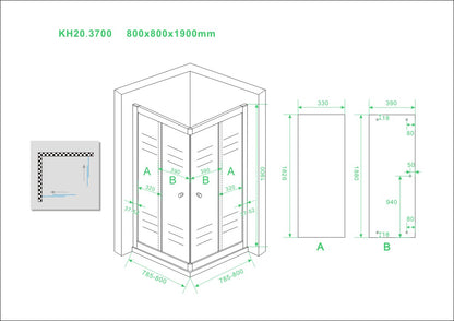 Wiesbaden Eco hoekinstap douchecabine 80x80x190 cm - 5mm helder glas