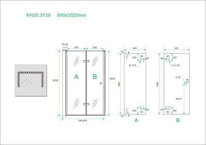 Fold vouwbare nisdeur 80 cm links 8 mm Nano 8719323034129