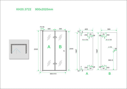 Fold vouwbare nisdeur 90 cm links 8 mm Nano 8719323034143