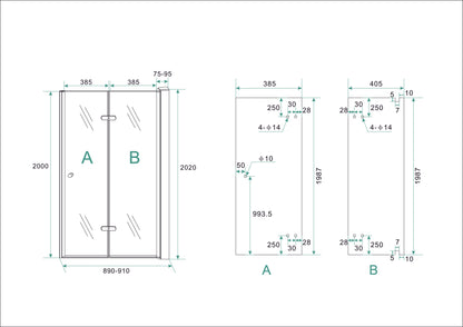 Wiesbaden vouwbare nisdeur 90x202 cm