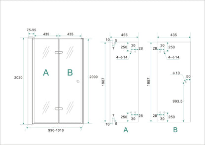 Wiesbaden vouwbare nisdeur 100x202 cm