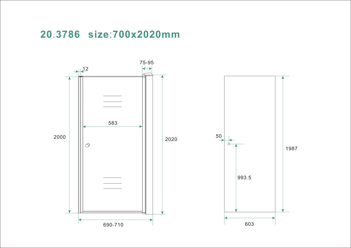 Smoke nisdeur 70 cm 8 mm Nano 8719323039254