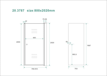 Wiesbaden nisdeur met profiel 80x202 cm 8 mm NANO rookglas