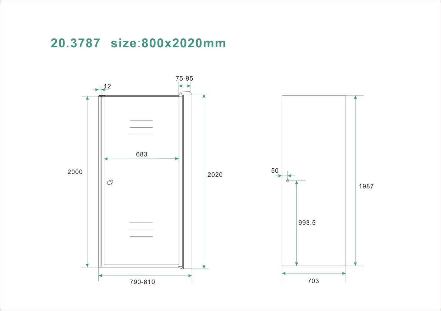 Smoke nisdeur 80 cm 8 mm Nano 8719323039261