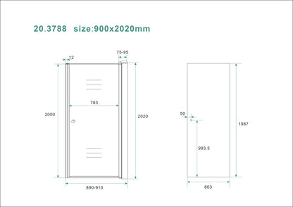 Smoke nisdeur 90 cm 8 mm Nano 8719323039278