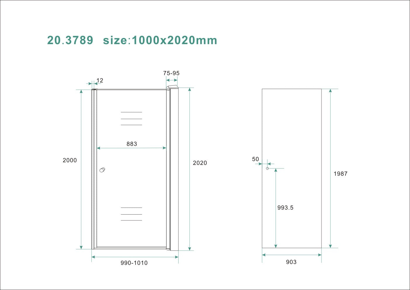 Smoke nisdeur 100 cm 8 mm Nano 8719323039285