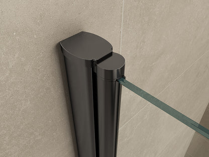 Wiesbaden Salone Douchecabine 90x90x200cm Mat zwat Vierkant Enkele Draaideur 8 mm helder glas met nano-coating mat zwart