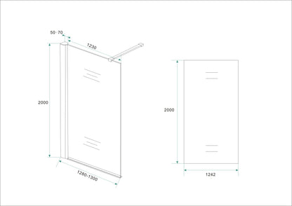 Wiesbaden inloopdouche 130x200 cm - 10mm NANO glas