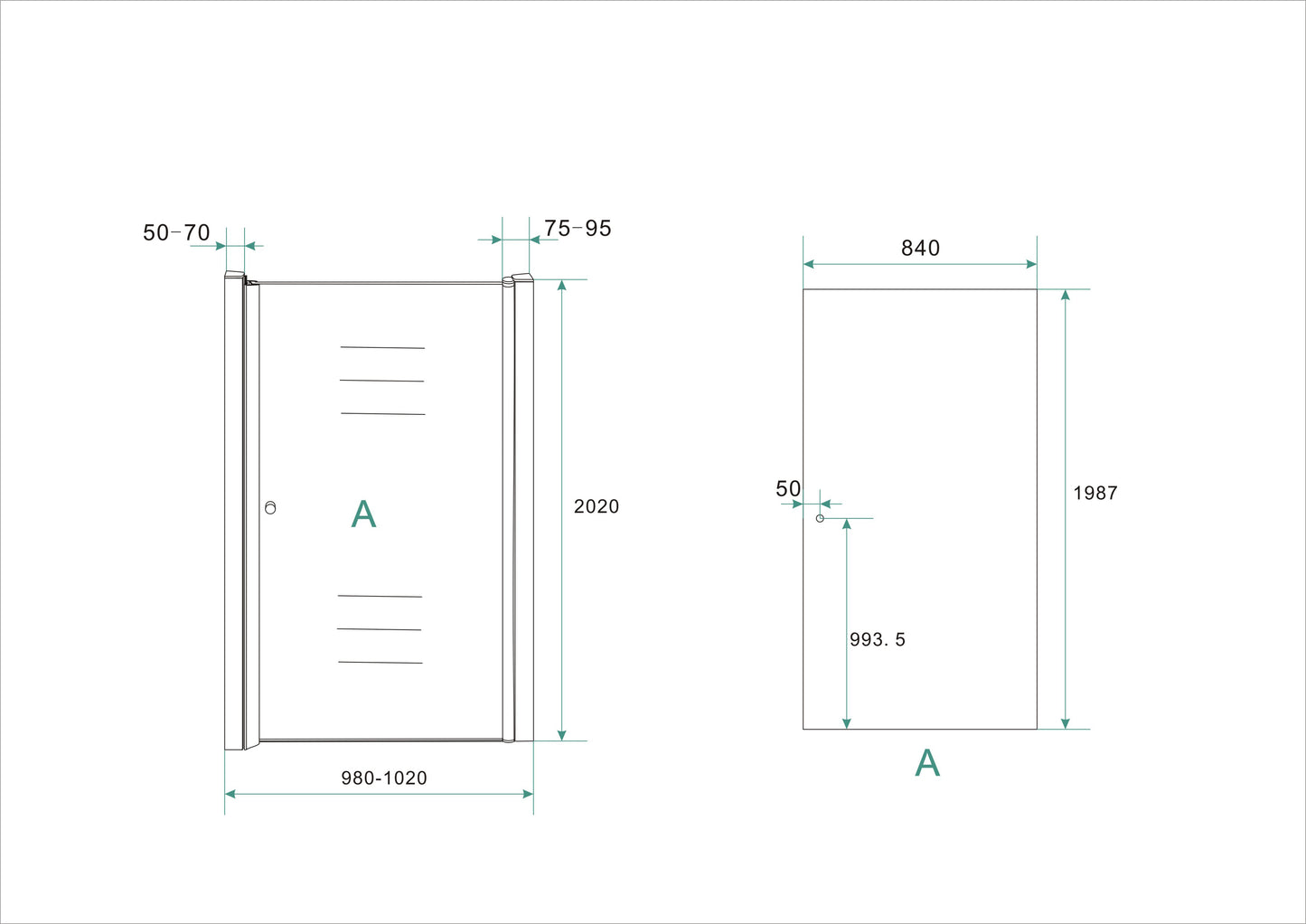 Wiesbaden nisdeur met profiel 100x202 cm