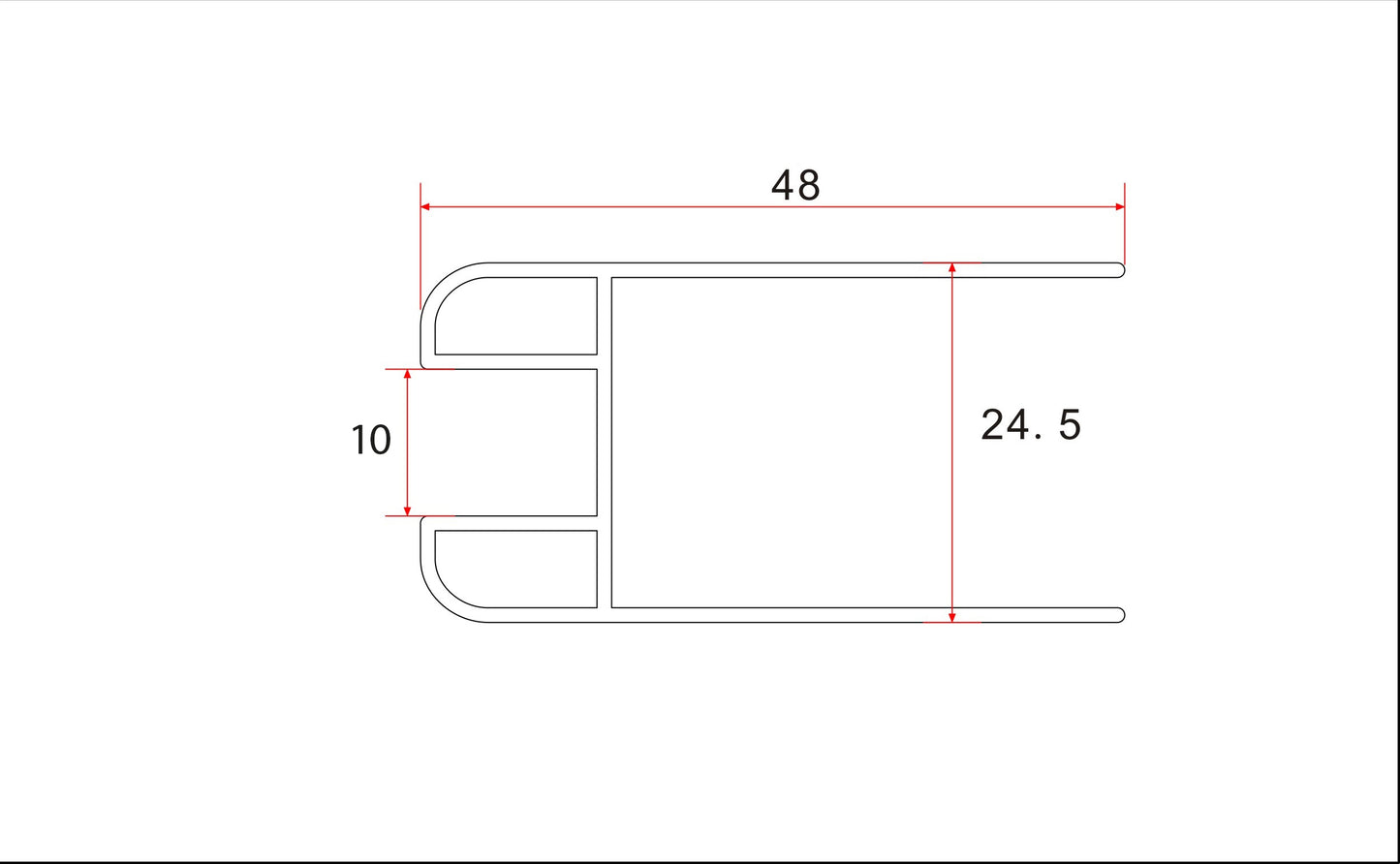 Wiesbaden chroom glasprofiel tbv muurprofiel glasdikte 1cm lengte 200 cm