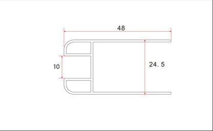 Wiesbaden chroom glasprofiel tbv muurprofiel glasdikte 1cm lengte 200 cm