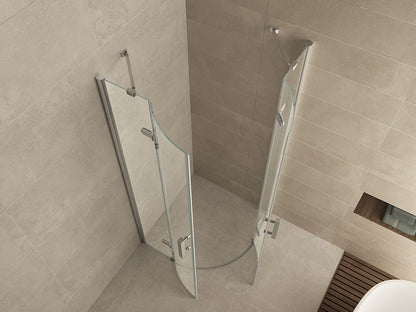 Double cabine kwartrond met 2 draaideuren 100 x 100 x 200 cm 8 mm nano helder glas/chroom