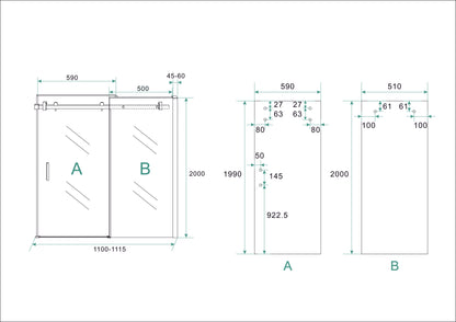 Wiesbaden schuifbare nisdeur 110x200 cm