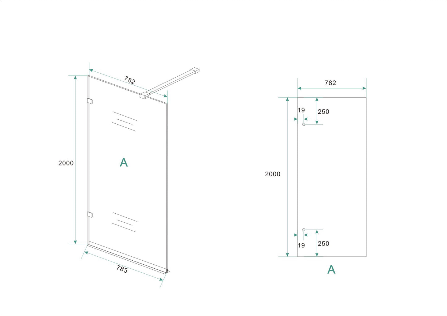 Wiesbaden profielloze inloopdouche 80x200 cm - 8mm NANO glas