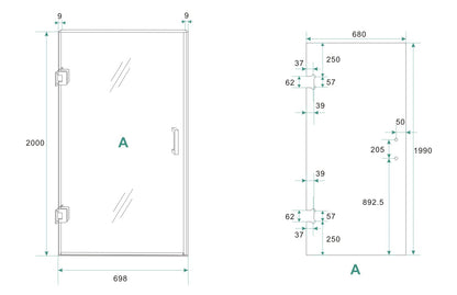 Wiesbaden profielloze nisdeur 70x200 cm 8 mm NANO glas