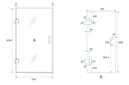 Wiesbaden profielloze nisdeur 80x200 cm 8 mm NANO glas