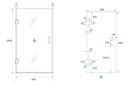 Wiesbaden profielloze nisdeur 100x200cm 8mm NANO glas