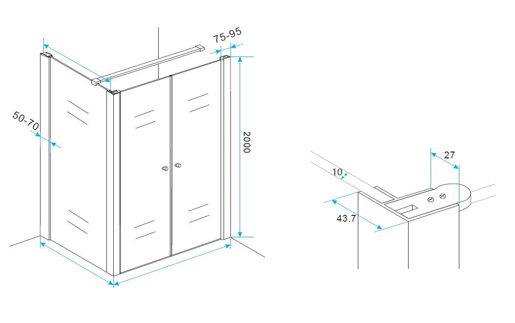 Comfort koppelprofiel nisdeur met inloopdouche 8719323039025