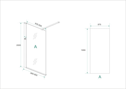 Wiesbaden inloopdouche met RVS profiel 90x200 cm - 10mm NANO glas