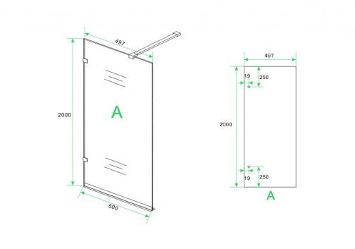 Wiesbaden profielloze inloopdouche 50x200 cm - 8mm NANO glas