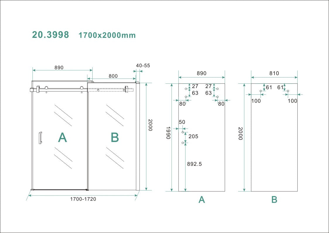 Wiesbaden schuifbare nisdeur 2-d. 170x200cm
