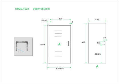 Wiesbaden Eco nisdeur met profiel 90x195 cm 6mm
